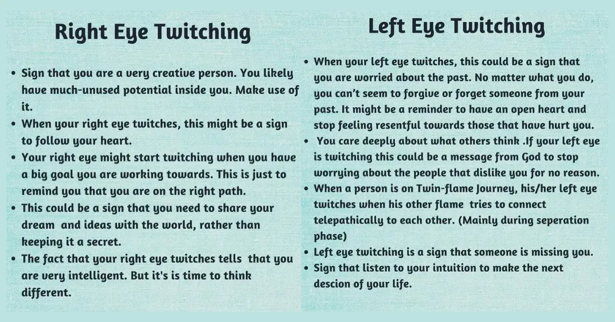 Left And Right Eye Twitching Spiritual Meaning & Causes